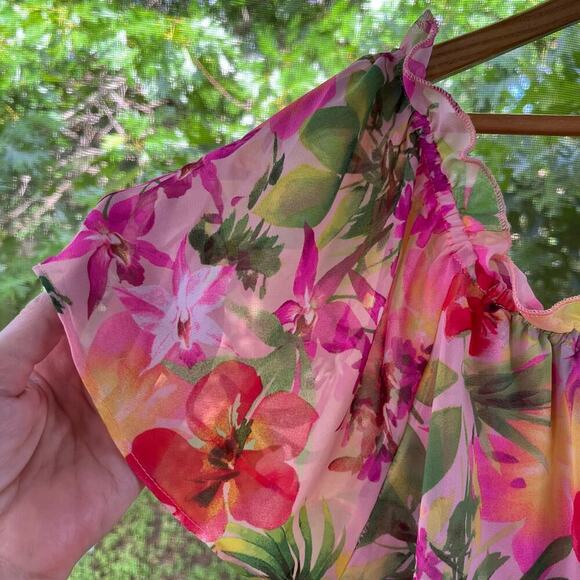 Rabbit Rabbit Rabbit Designs Women's Pink Floral Off The Shoulder Dress Size 16 - Picture 4 of 10